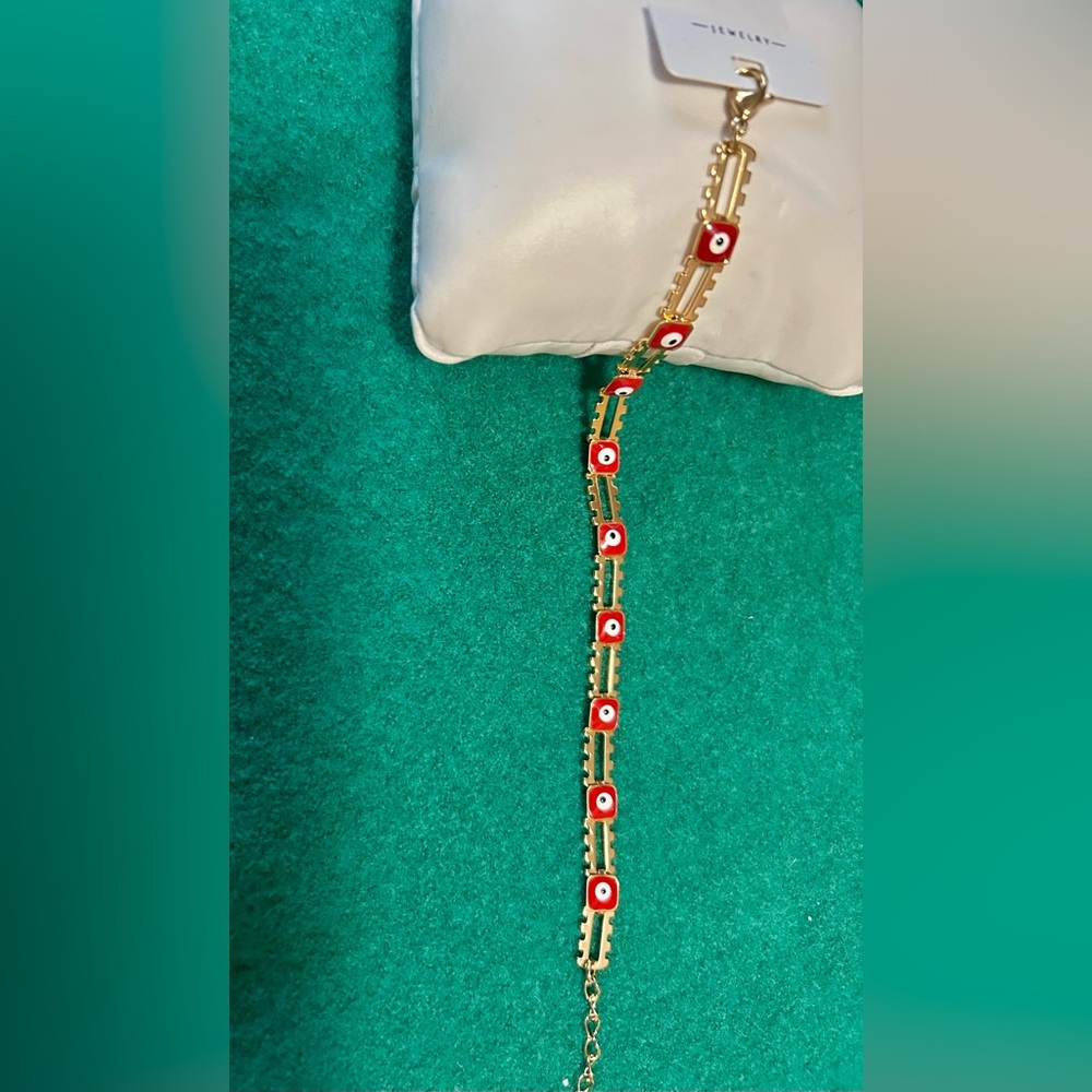 Copper - Plated Gold and Red Devil Eye Bracelet